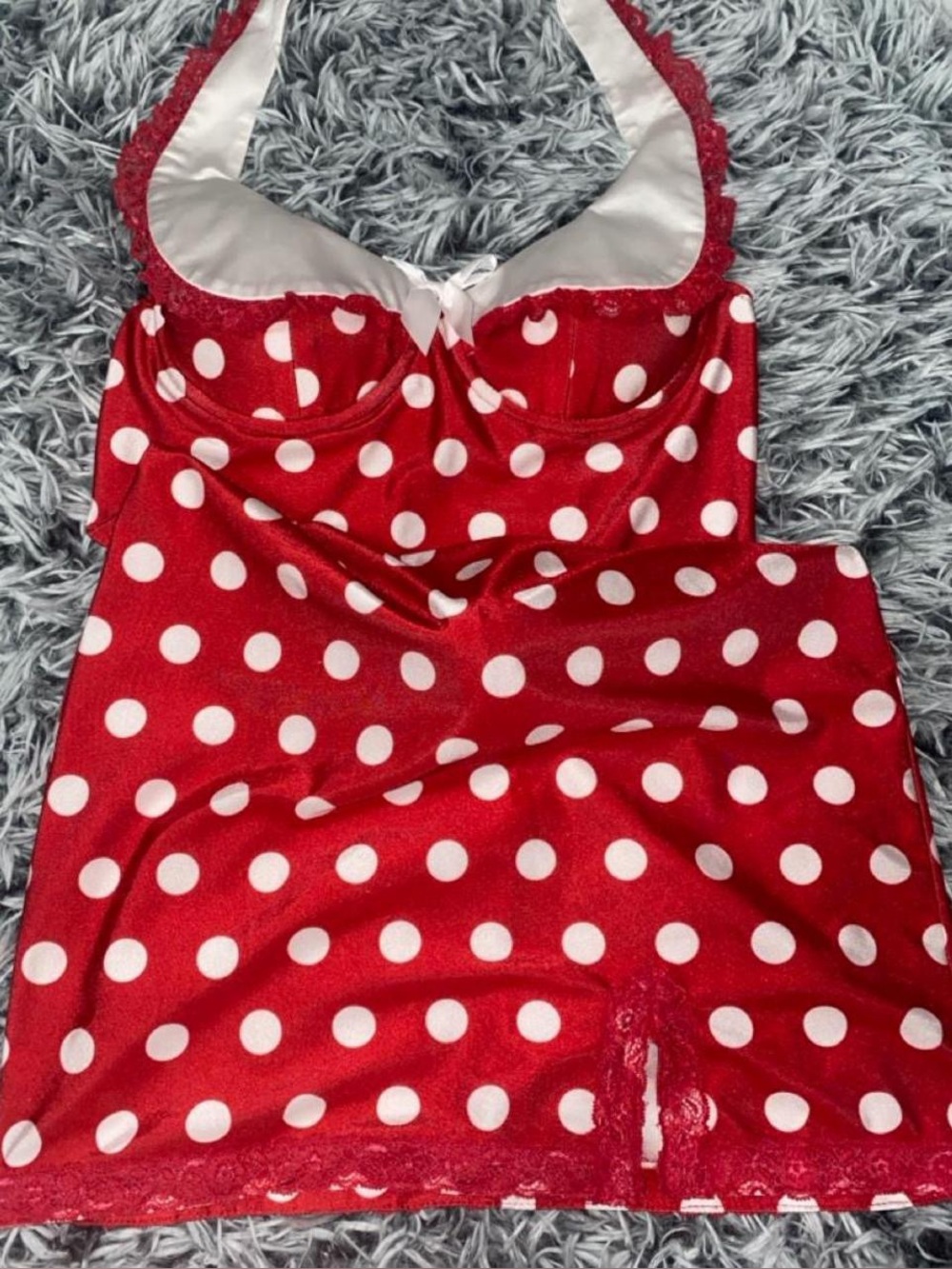 Sugar Thrillz Polkadot halter mini dress